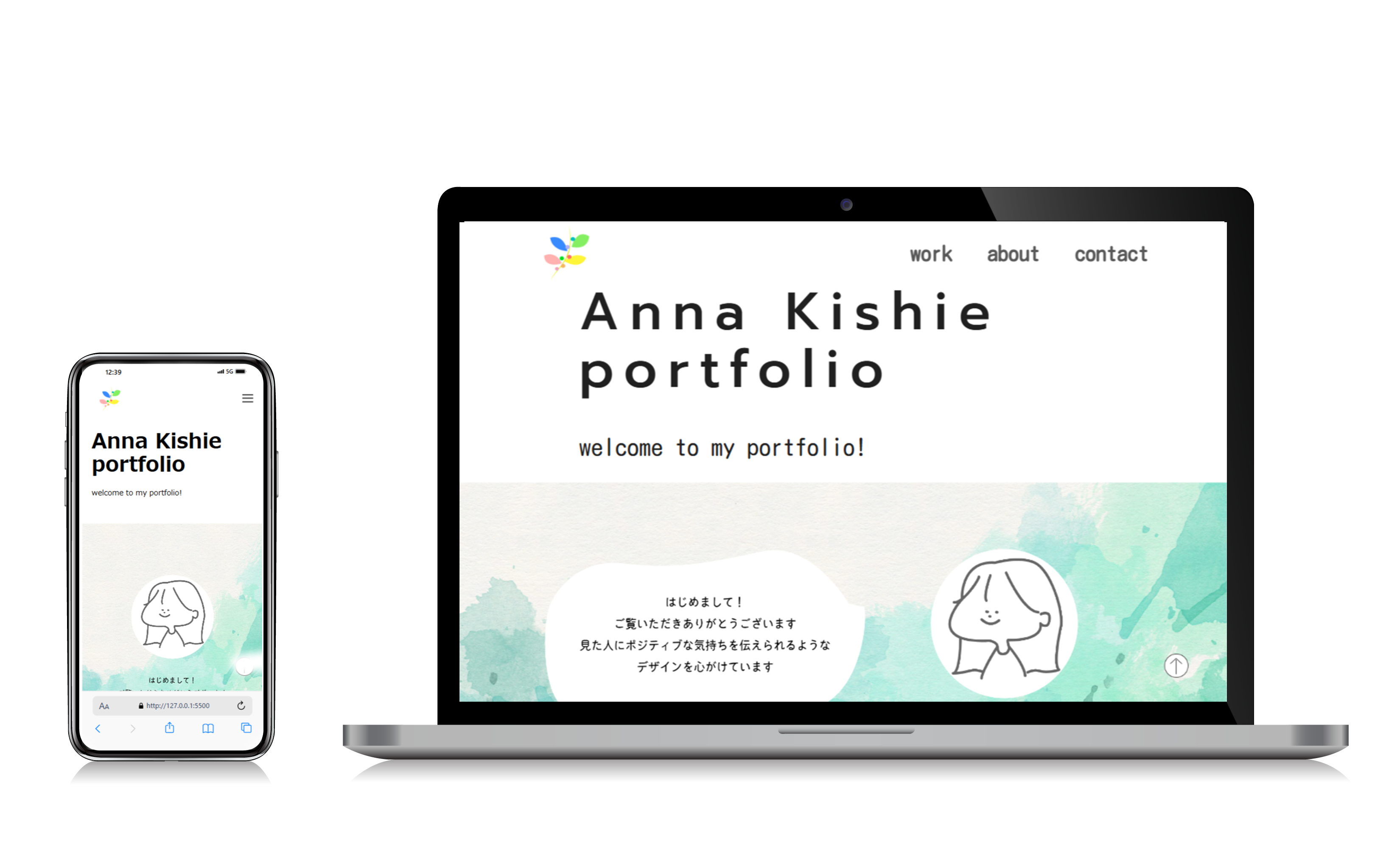 岸江安奈のポートフォリオサイトイメージ